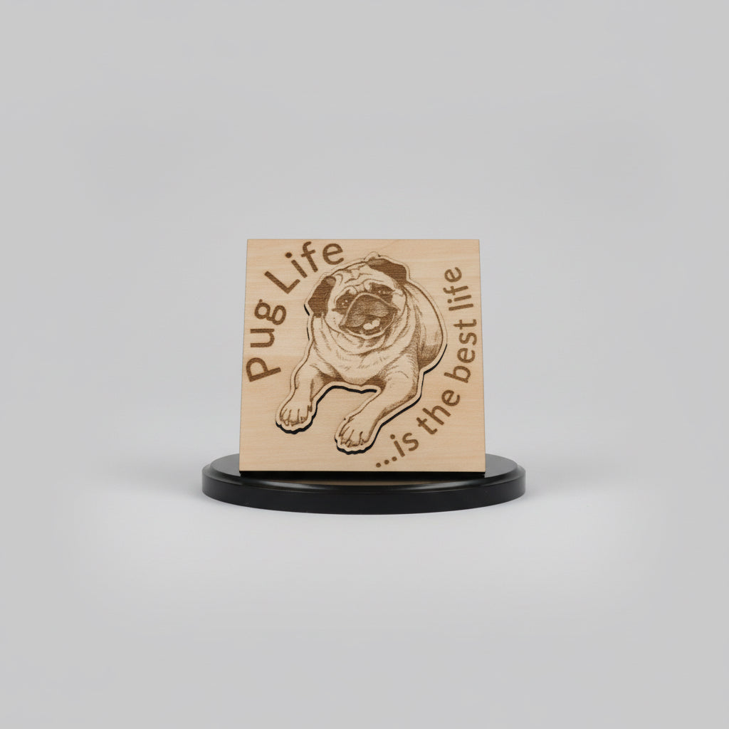 Pug Life Wood Pop-Up Card