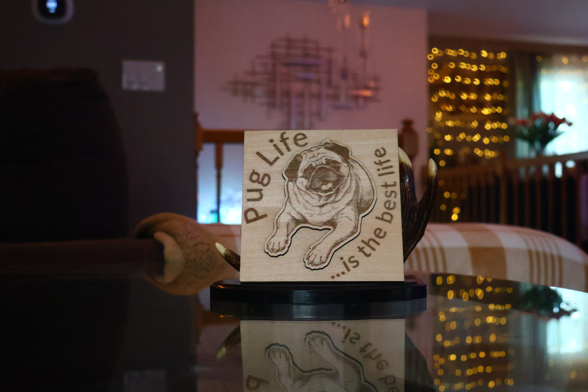 Pug Life Wood Pop-Up Card