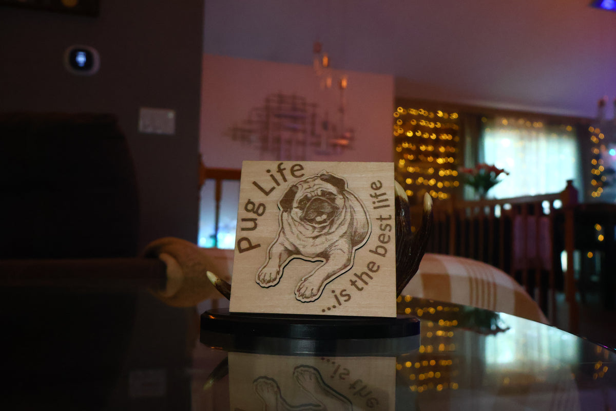 Pug Life Wood Pop-Up Card