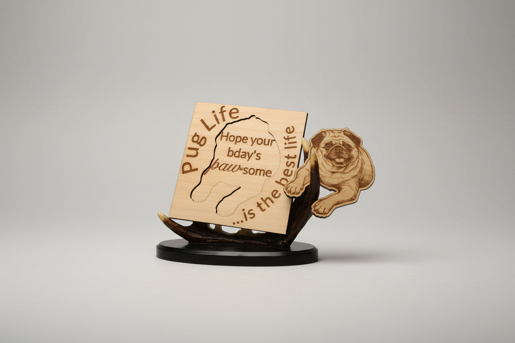 Pug Life Wood Pop-Up Card