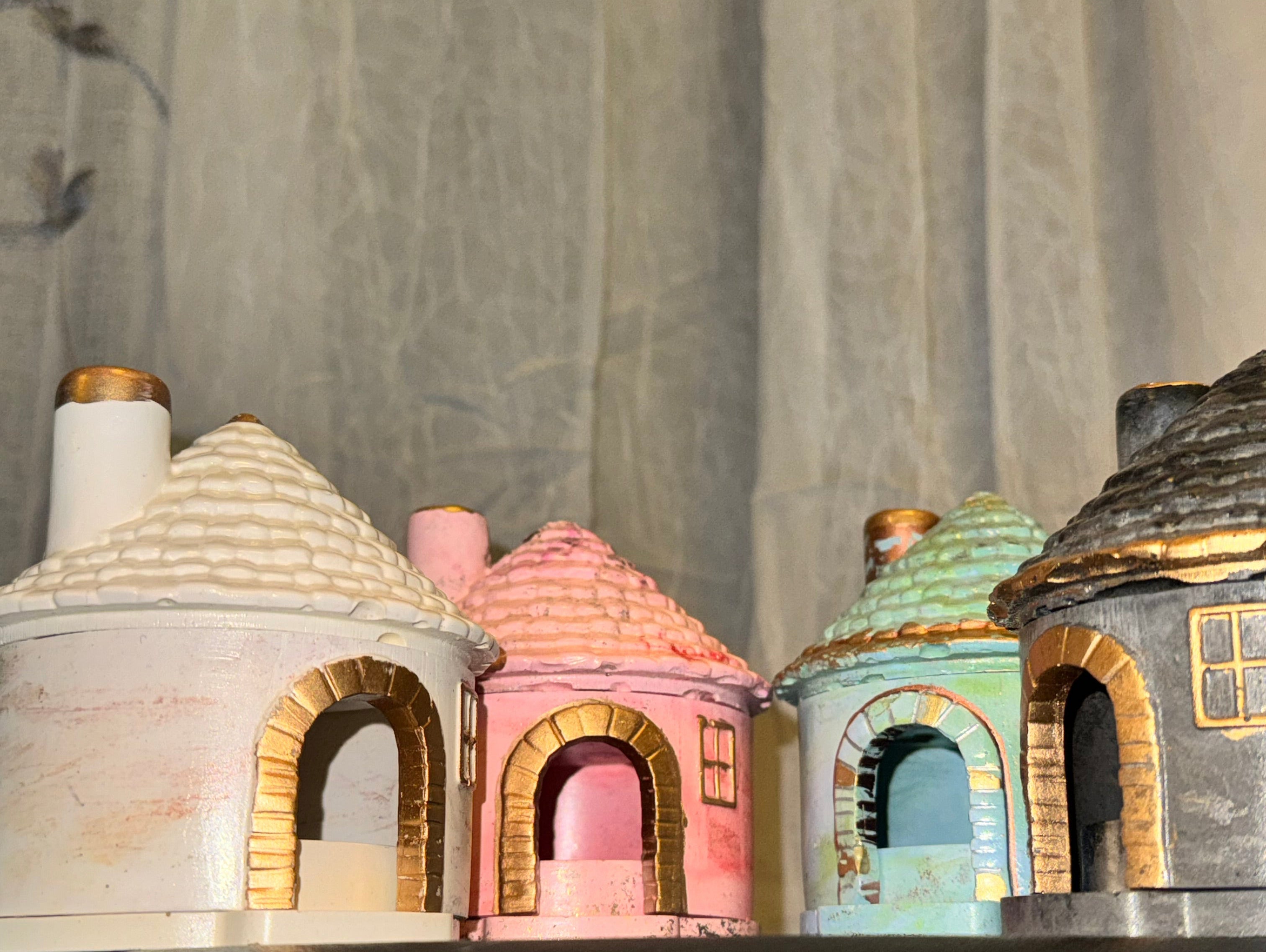 3 piece House- Cement Incense Cone Holder