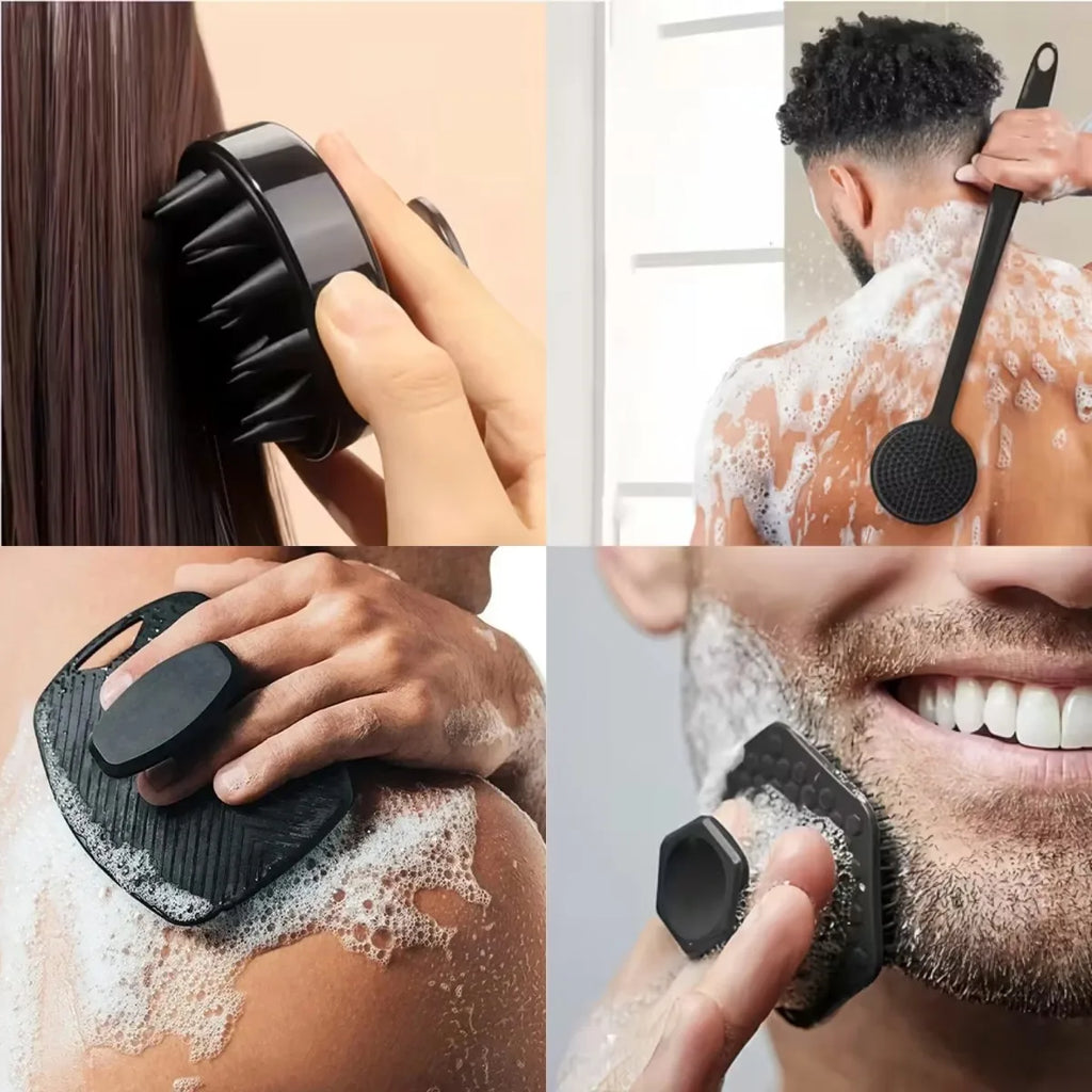 4PCS Set Silicone Body Scrubber Soft Exfoliating Brush for Face Gentle Shower Massage and Skin Cleansing Bathroom Accessories
